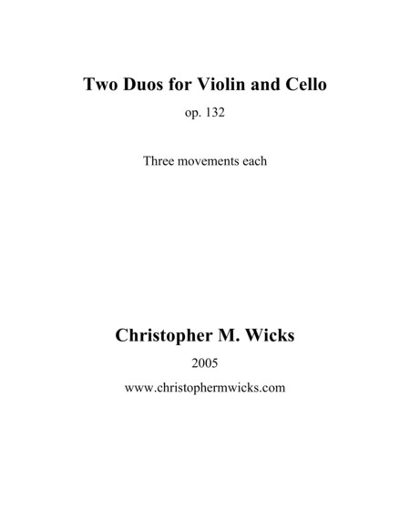 Two Duos For Violin And Cello Sheet Music