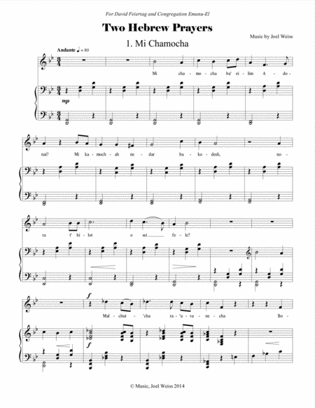 Two Hebrew Prayers Sheet Music