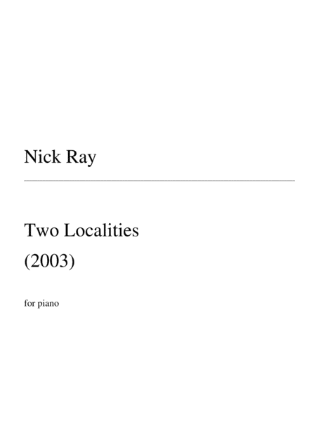 Two Localities 2003 For Piano Sheet Music