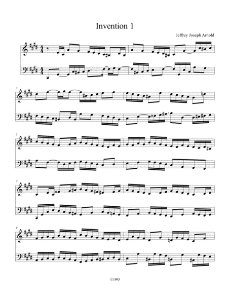 Free Sheet Music Two Part Invention No 1 In C Minor Of Jeffrey Joseph Arnold Classical Style