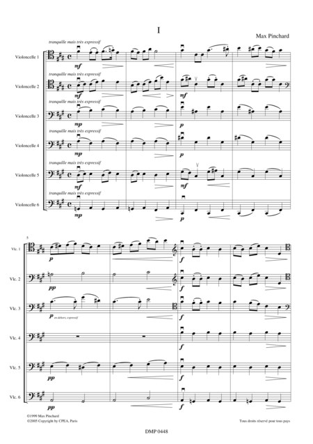 Two Pieces For 6 Cellos Score Sheet Music