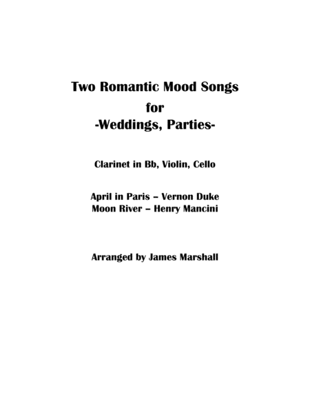 Free Sheet Music Two Romantic Mood Songs