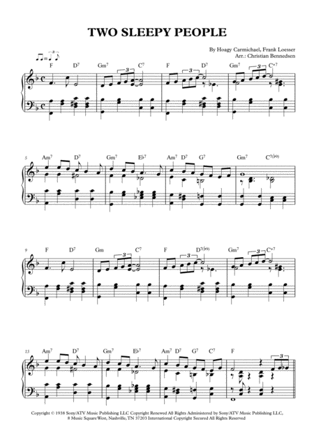 Free Sheet Music Two Sleepy People