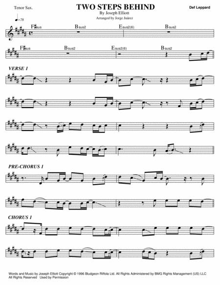 Free Sheet Music Two Steps Behind Tenor Sax