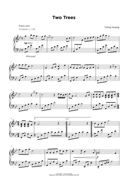 Free Sheet Music Two Trees Piano Music By Yiling Huang