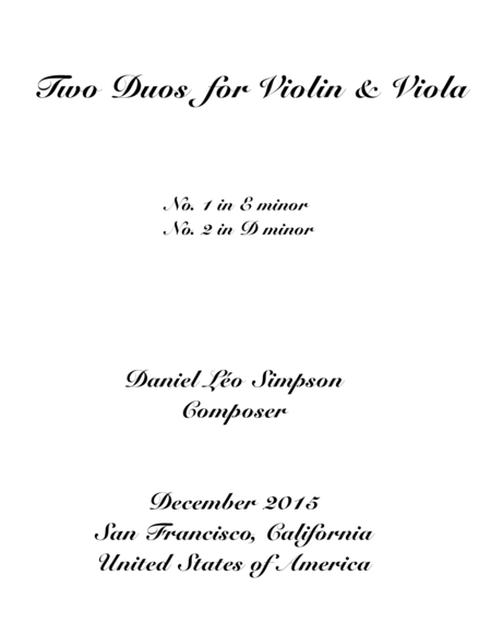 Two Violin And Viola Duos Sheet Music