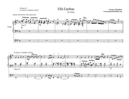 Free Sheet Music Ubi Caritas For Organ