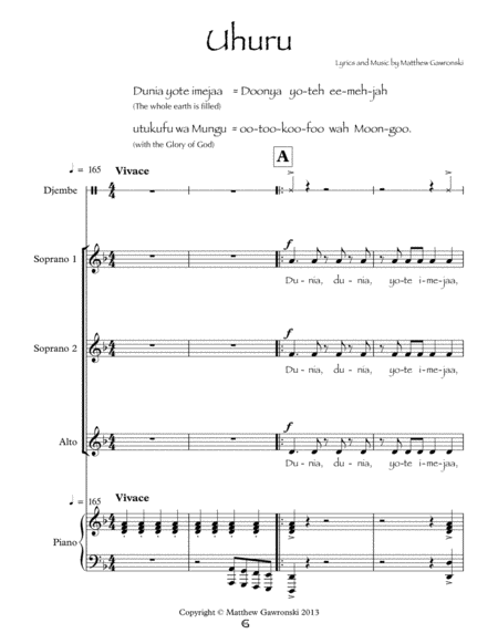 Uhuru Ssa Sheet Music