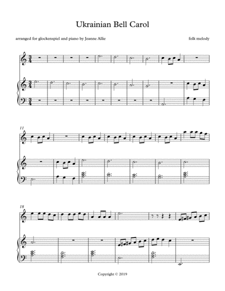 Ukrainian Bell Carol For Glockenspiel And Piano Sheet Music