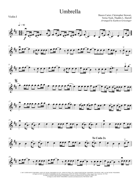 Free Sheet Music Umbrella String Quartet