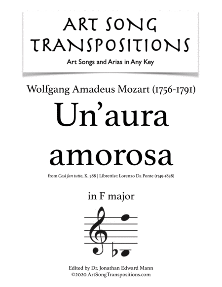 Free Sheet Music Un Aura Amorosa Transposed To F Major