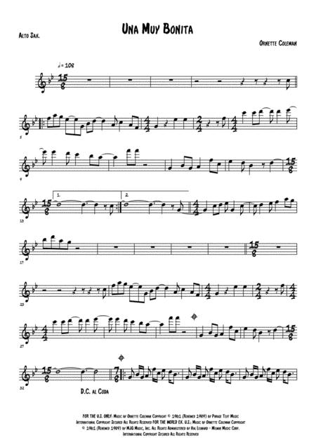 Una Muy Bonita Alto Sax Sheet Music