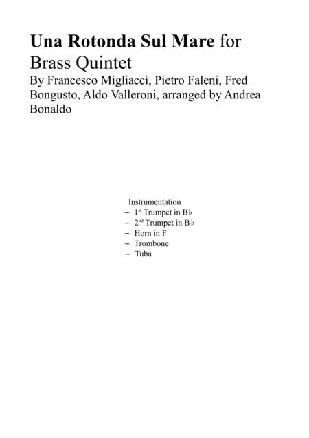 Una Rotonda Sul Mare Italian Song For Brass Quintet Sheet Music