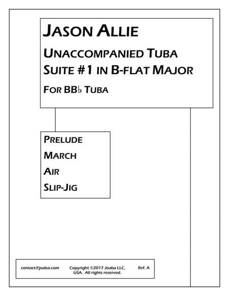 Unaccompanied Tuba Suite 1 In B Flat Major Sheet Music