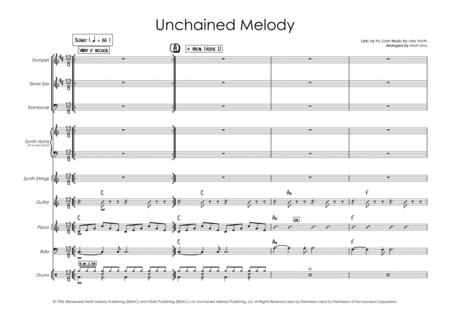 Unchained Melody 3 Horns Rhythm Section Vocal Optional Synth Horns Sheet Music