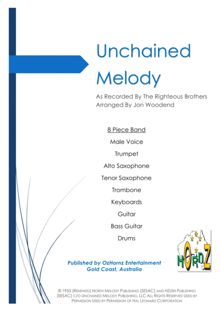 Unchained Melody 8 Piece Chart Sheet Music