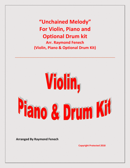 Free Sheet Music Unchained Melody For Solo Violin Piano Optional Drum Kit