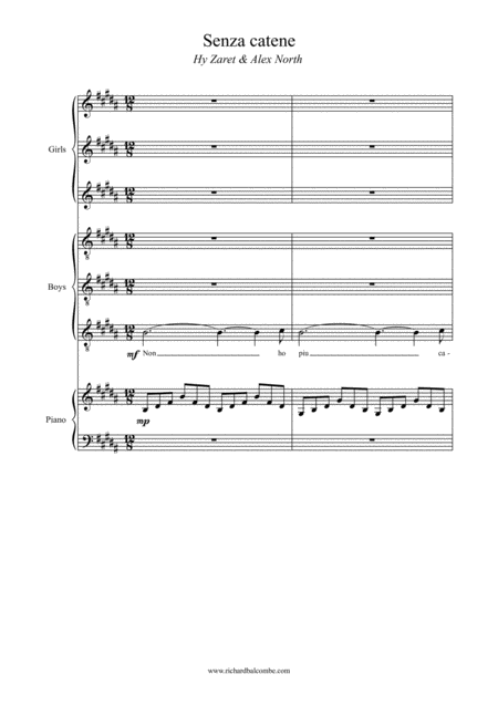 Free Sheet Music Unchained Melody Senza Catene Il Divo Choir Arrangement Italian Translation 6 Part Harmony