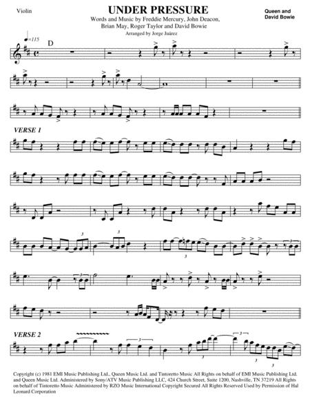 Under Pressure Violin Sheet Music