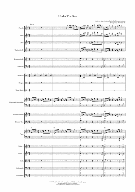 Free Sheet Music Under The Sea Bb