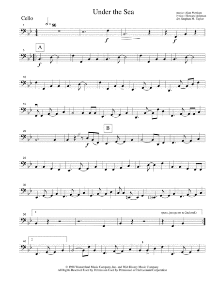 Under The Sea Little Mermaid Sheet Music