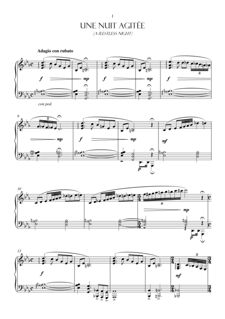 Free Sheet Music Une Nuit Agite