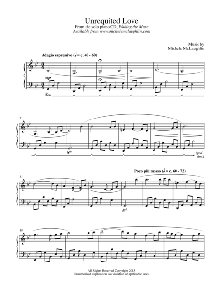 Free Sheet Music Unrequited Love