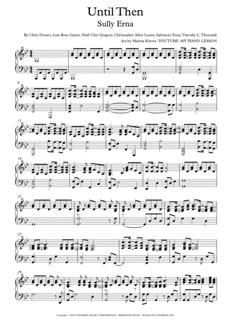 Free Sheet Music Until Then By Sully Erna Advanced Solo Piano