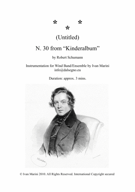 Untitled N 30 From Kinderalbum By Schumann For Wind Band Ensemble Sheet Music