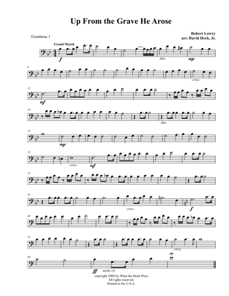 Up From The Grave He Arose Trombone 1 Sheet Music