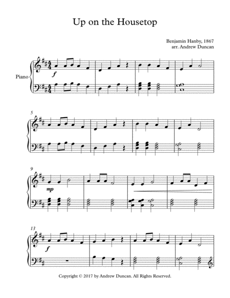 Free Sheet Music Up On The Housetop Piano Solo