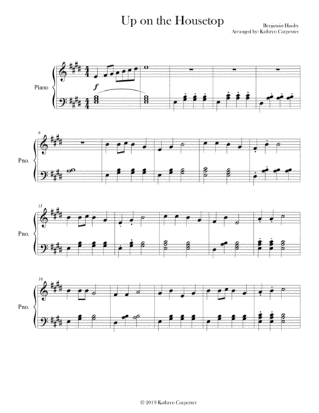 Free Sheet Music Up On The Housetop Piano