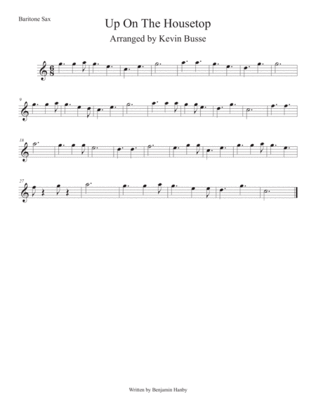 Up On The Housetops Easy Key Of C Bari Sax Sheet Music