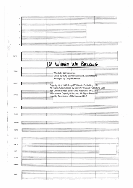 Up Where We Belong For Duet Voices And Pops Orchestra Sheet Music