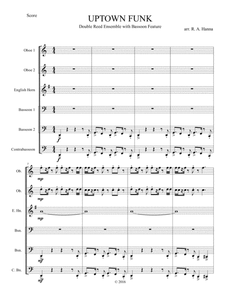 Free Sheet Music Uptown Funk Double Reed Ensemble