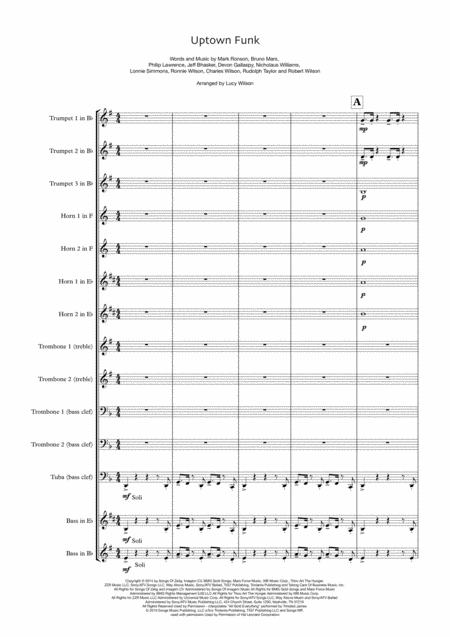 Uptown Funk For Junior Brass Ensemble Sheet Music