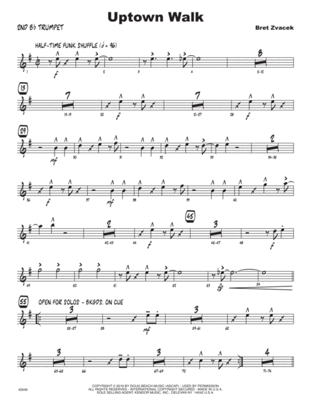 Uptown Walk 2nd Bb Trumpet Sheet Music