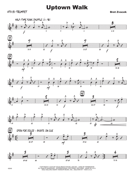 Uptown Walk 4th Bb Trumpet Sheet Music