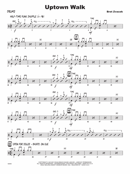 Uptown Walk Drum Set Sheet Music