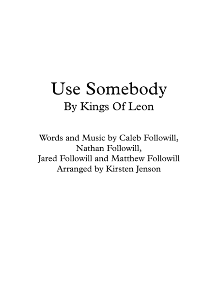 Use Somebody Sheet Music