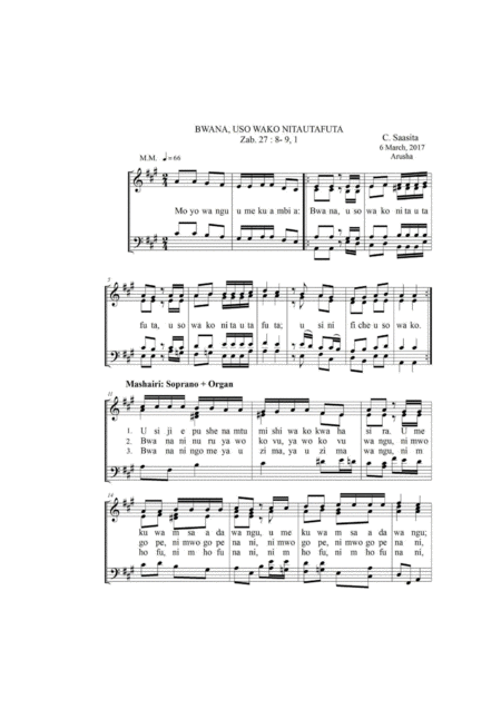 Uso Wako Nitautafuta Sheet Music