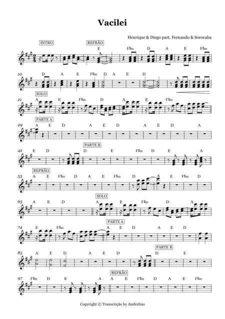 Vacilei Fernando E Sorocaba Partitura E Cifra Sheet Music