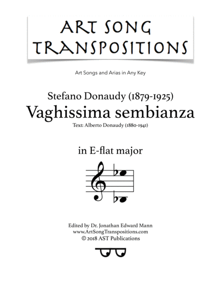 Free Sheet Music Vaghissima Sembianza E Flat Major