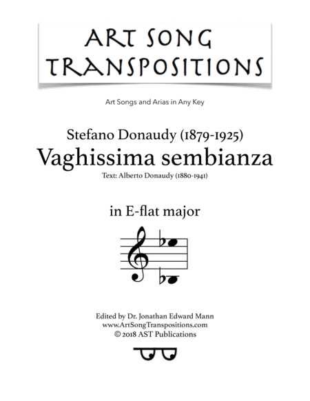 Vaghissima Sembianza E Flat Major Sheet Music