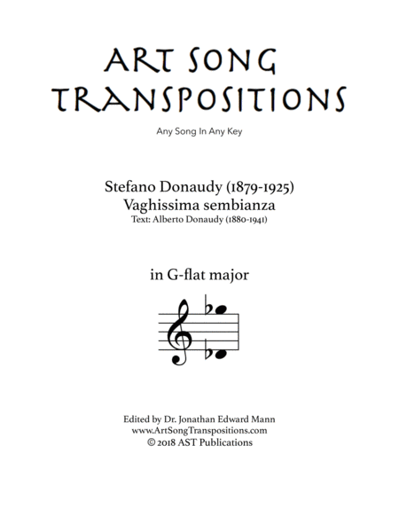 Free Sheet Music Vaghissima Sembianza G Flat Major