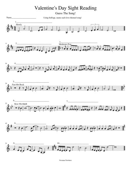 Free Sheet Music Valentines Day Choral Activity Game Sight Singing