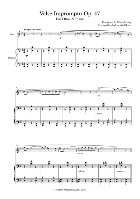 Free Sheet Music Valse Impromptu For Oboe And Piano