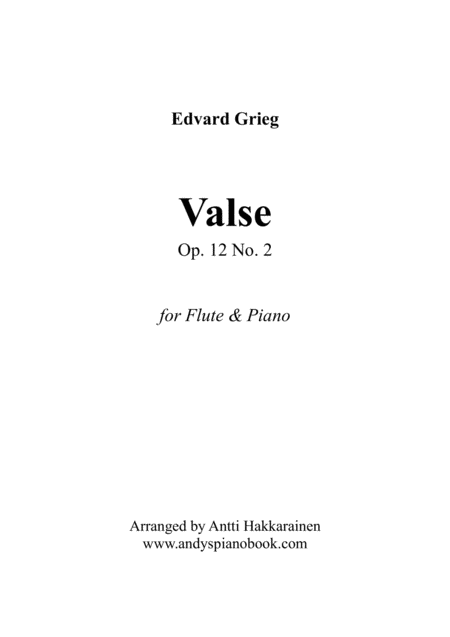 Valse Op 12 No 2 From Lyric Pieces Flute Piano Sheet Music