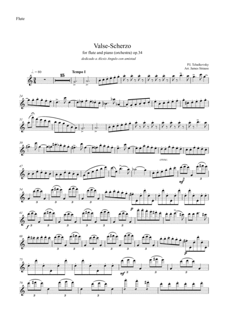 Free Sheet Music Valse Scherzo Op 34 For Flute And Piano