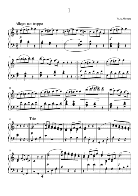 Free Sheet Music Valzer I W A Mozart